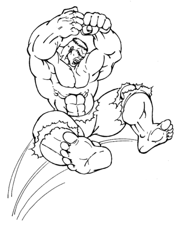 Jumping Hulk  Coloring Page